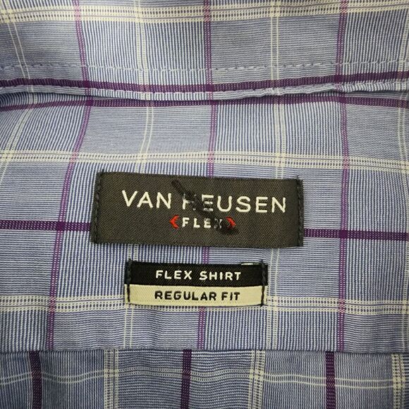 Van Heusen Mens Dress Flex Shirt 18.5 36/37 Reg Blue Oeko Tex Button Long Sleeve - Picture 8 of 13